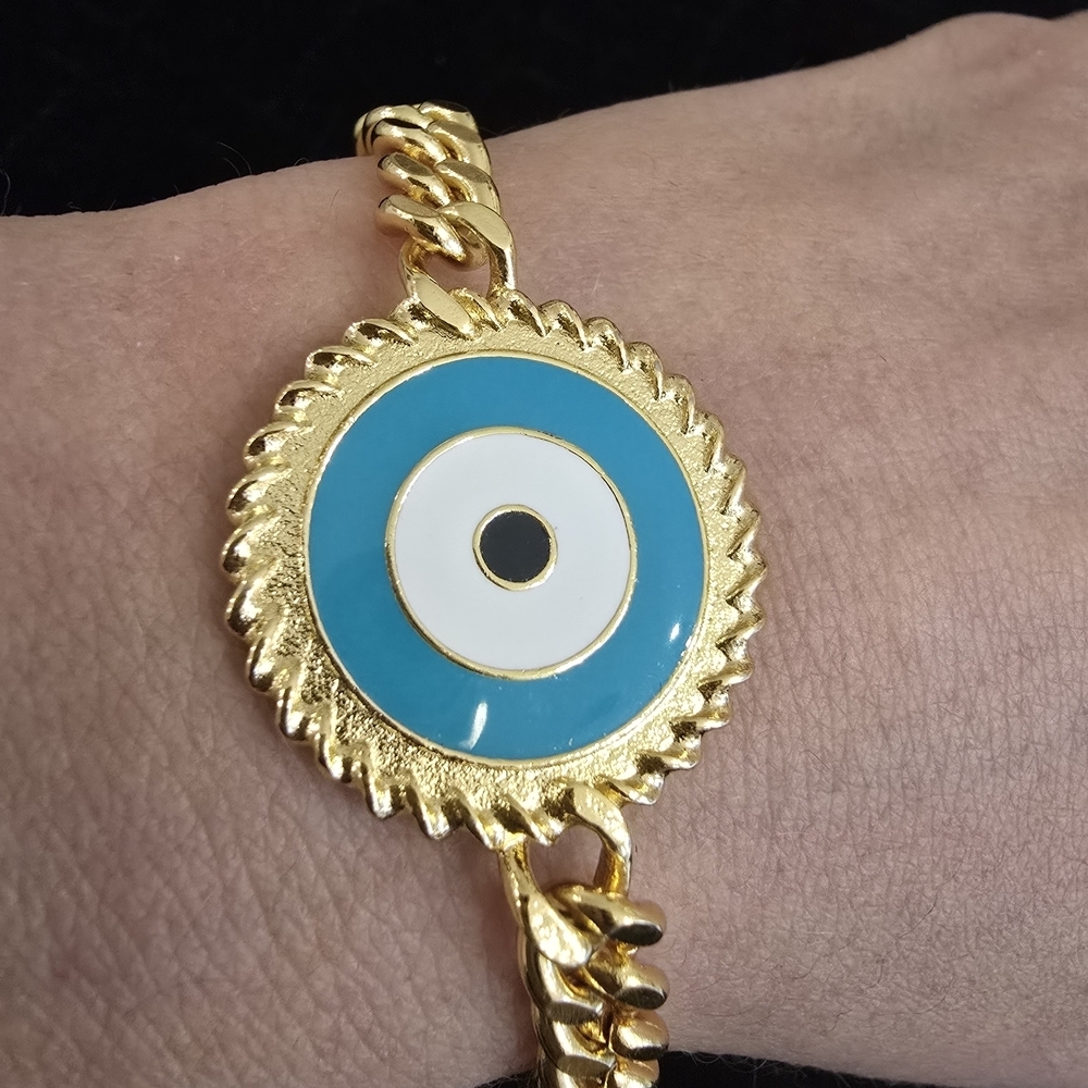 Gold and Blue Evil Eye Bracelet